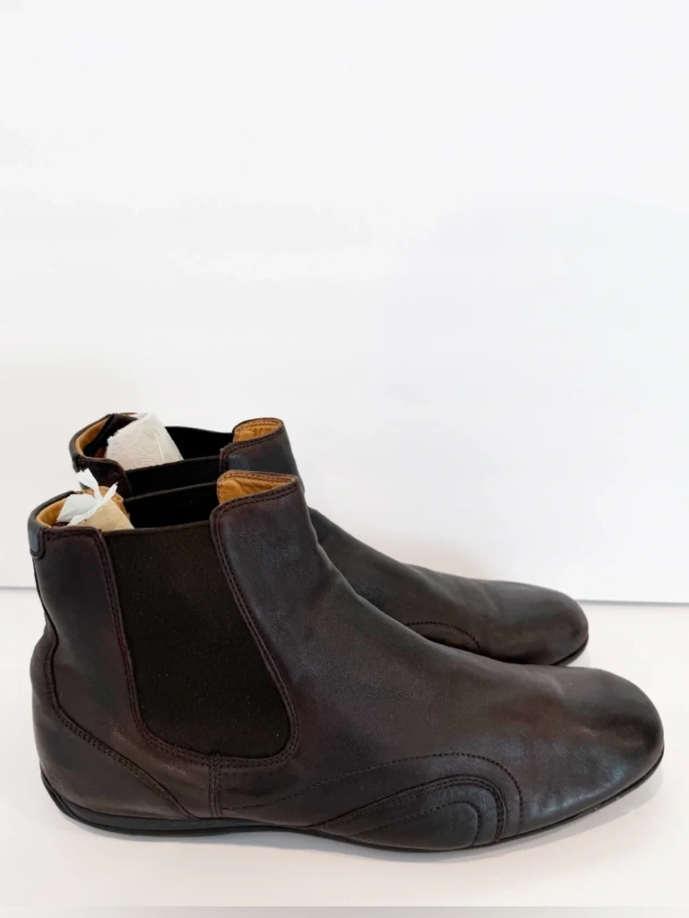 Prada Brown Leather Chelsea Ankle Boots Men's Size 10
